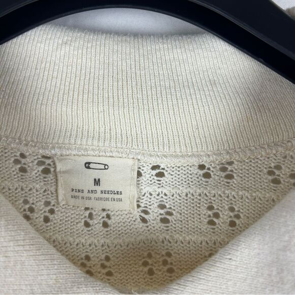 Anthropologie pins and needles Cream hallow Knit Sweater size M - Picture 2 of 5